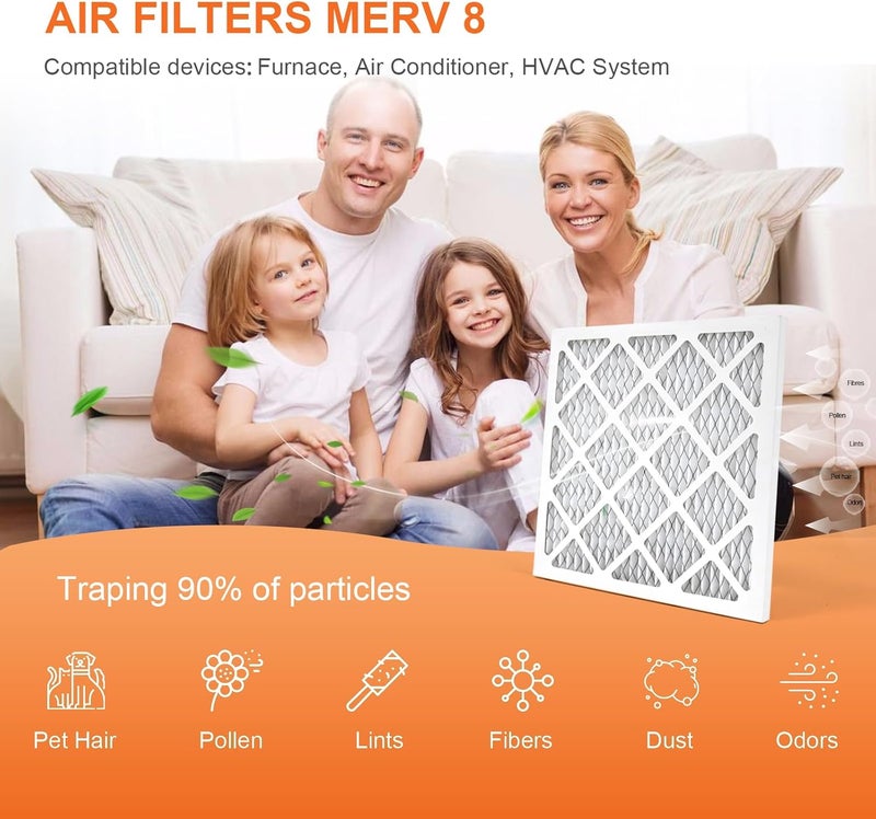 Anycore 14x14x1 Air Filter 6 Pack MERV 8 HVAC AC Furnace Pleated Air Filters for Home Office MPR 600 FPR 5 (Actual Size: 13.75x13.75x0.75 inch) - Image 2